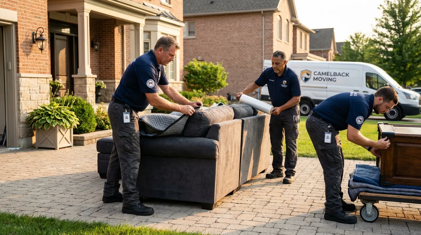 Large estate moving crew wrapping furniture in Holtville, CA