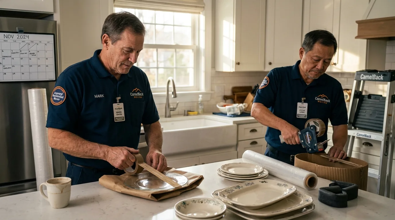 Professional crew packing kitchen dishware in Holtville, CA